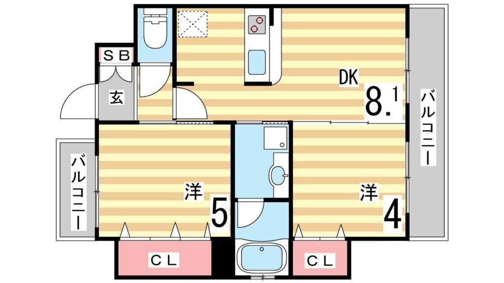 エステムプラザ神戸三宮ルクシアの物件間取画像