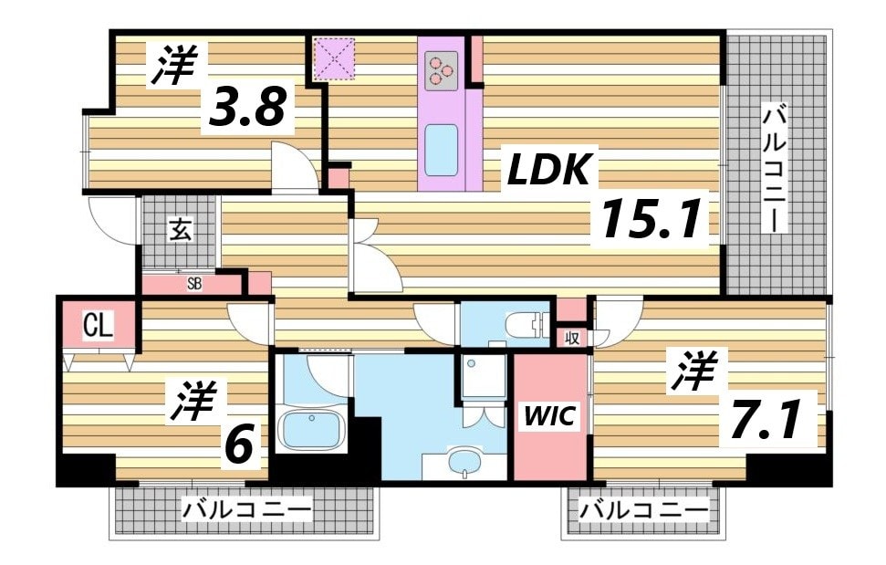 三ノ宮駅 徒歩9分 11階の物件間取画像