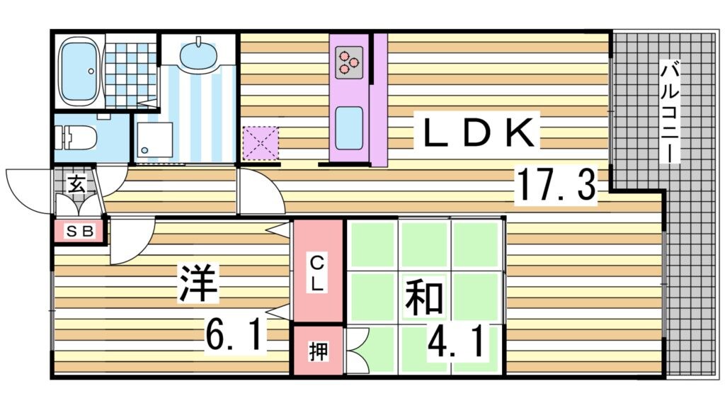 三ノ宮駅 徒歩7分 15階の物件間取画像