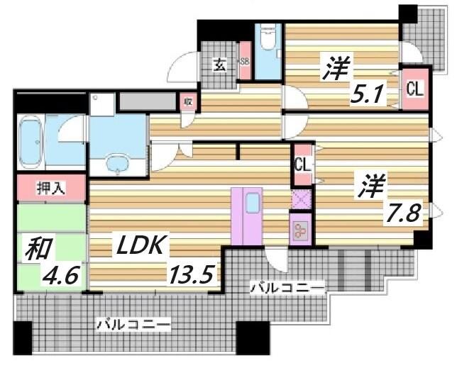 新神戸駅 徒歩4分 13階の物件間取画像