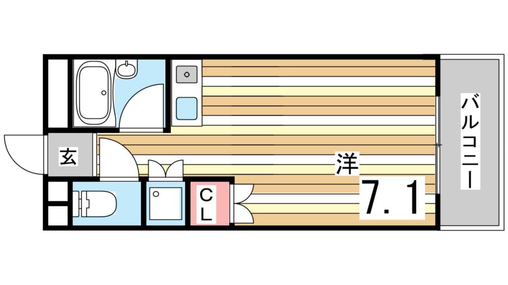 西灘駅 徒歩1分 4階の物件間取画像