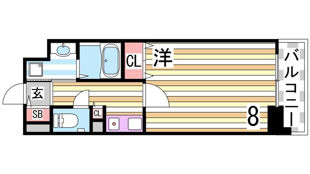 三ノ宮駅 徒歩9分 8階の物件間取画像