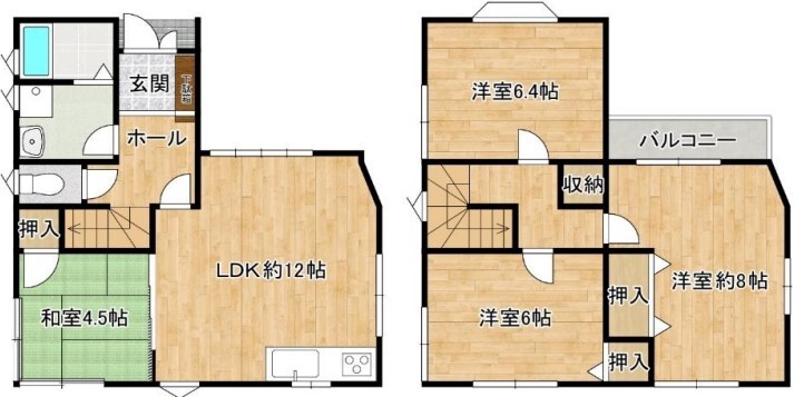 山の街駅 徒歩7分 1-2階の物件間取画像