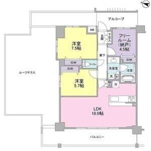 県庁前駅 徒歩7分 5階の物件間取画像