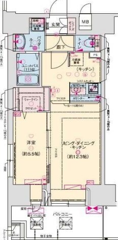 高速神戸駅 徒歩1分 12階の物件間取画像