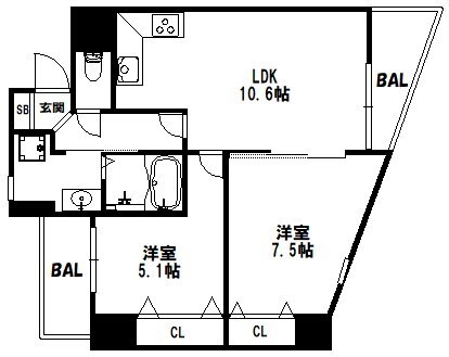 県庁前駅 徒歩7分 3階の物件間取画像