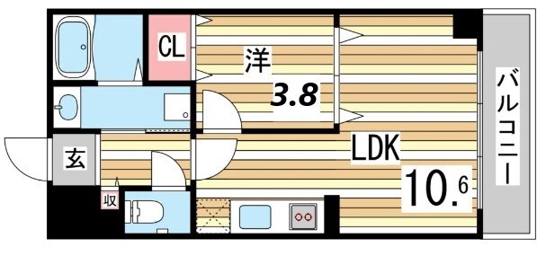 住吉駅 徒歩4分 9階の物件間取画像