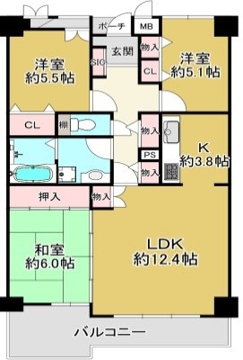 御影駅 徒歩18分 4階の物件間取画像