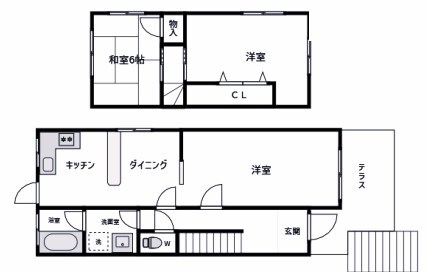 朝霧駅 徒歩14分 1-2階の物件間取画像