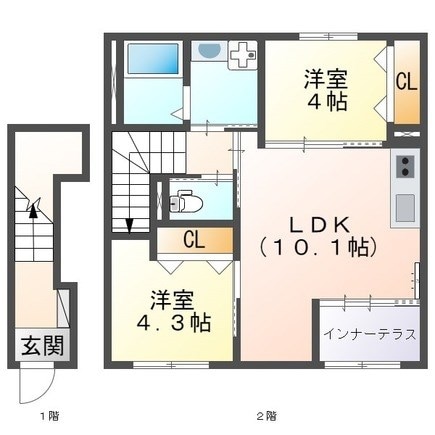 住吉駅 徒歩21分 2階の物件間取画像