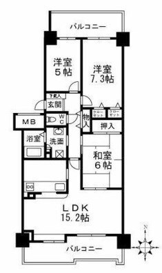 マリンパーク駅 徒歩7分 3階の物件間取画像