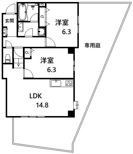 岡本駅 徒歩5分 1階の物件間取画像