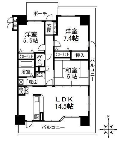 ヴェルビュ上甲子園II番館の物件間取画像