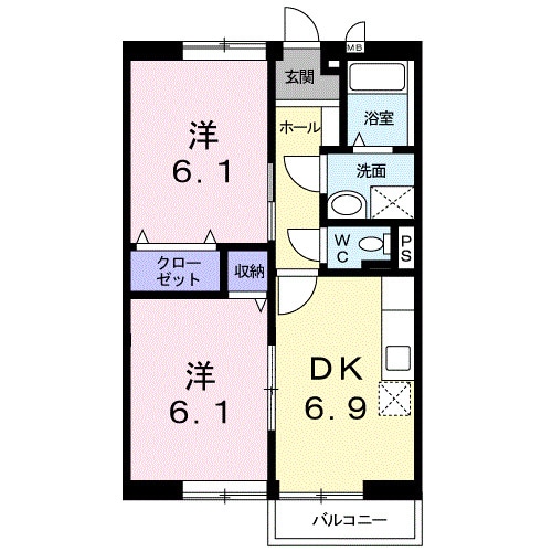 サンパティークおかもとＤの物件間取画像