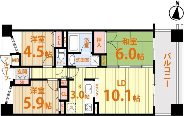 エスリード南田辺の物件間取画像