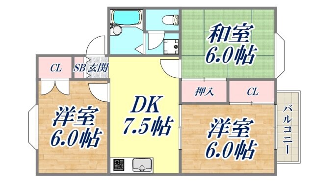 ハイツ豊町の物件間取画像