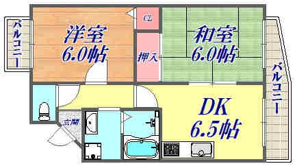 クイーンコート立花の物件間取画像