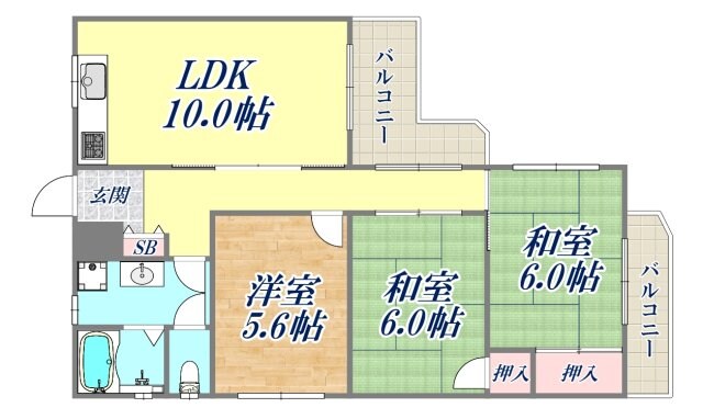 ドエル南塚口B棟の物件間取画像