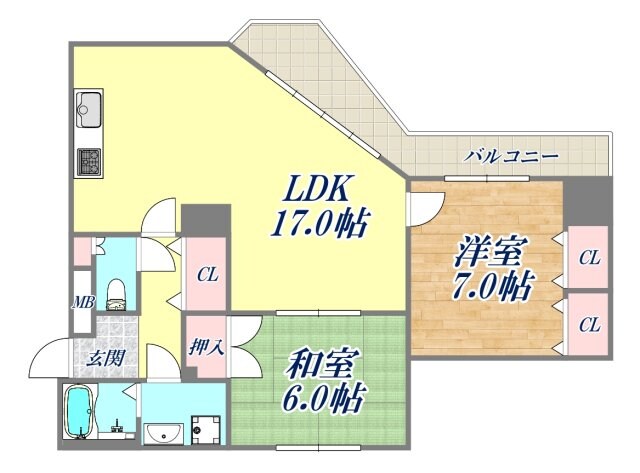 アミング潮江15‐3号棟の物件間取画像