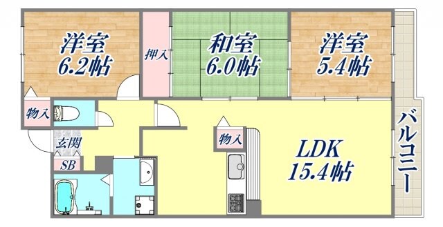 アンジュ東甲子園の物件間取画像