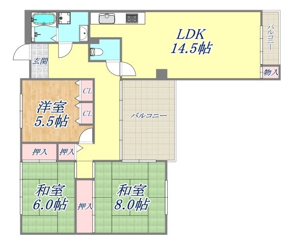 アミング潮江20-1号棟の物件間取画像