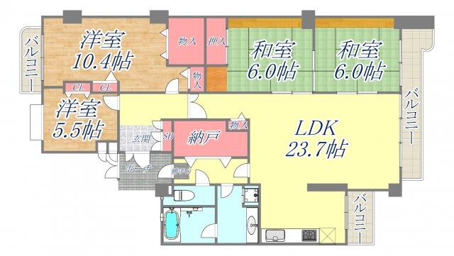 白鷹松下町マンションの物件間取画像