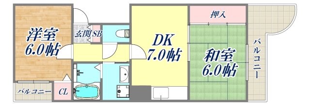 クローバーハイツ立花の物件間取画像