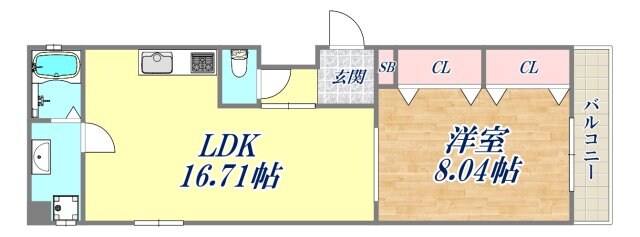 レクエルド東難波の物件間取画像