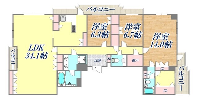 グランパラッシオ甲陽園の物件間取画像