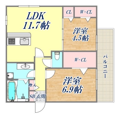 アリビオ立花の物件間取画像