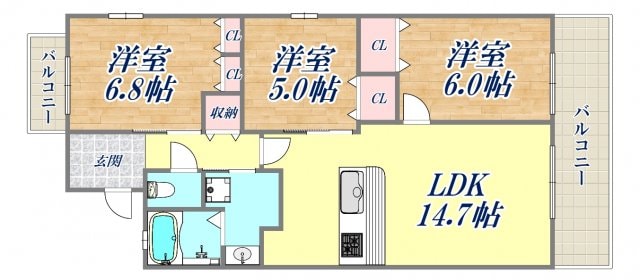 CFS尼崎出屋敷駅前ステーショングリーンの物件間取画像