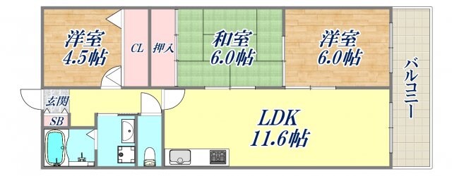 シャトレ鳴尾の物件間取画像