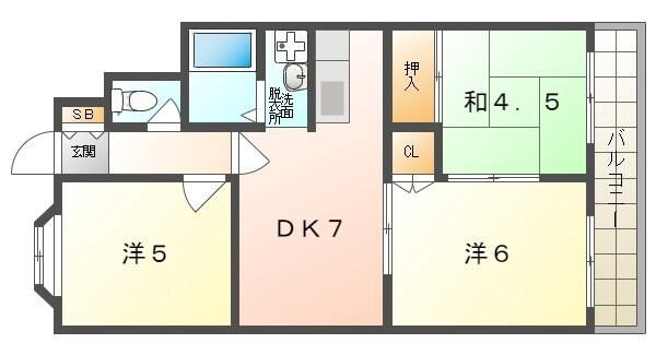 第一寺方ハイツの物件間取画像