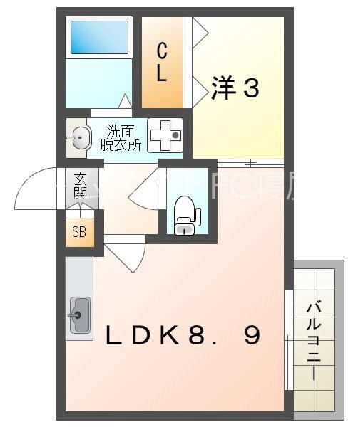 ジーメゾン寝屋川市秦町アリビオの物件間取画像