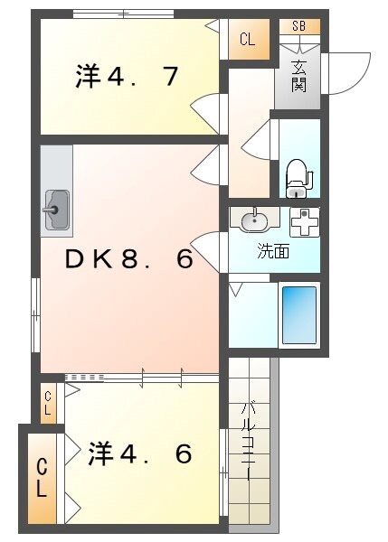 クリエオーレ津の辺町IIの物件間取画像