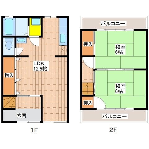 田島2丁目2階建て貸家の物件間取画像