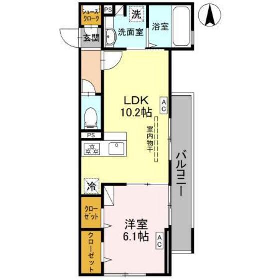 Ｄ－ｒｏｏｍ　Ｆｉｏｒｅ”Ｎ”の物件間取画像