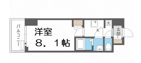 プレサンス谷町九丁目駅前の物件間取画像