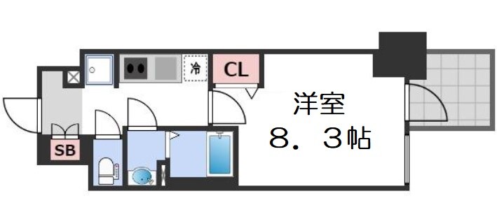 プレサンス谷町九丁目駅前の物件間取画像