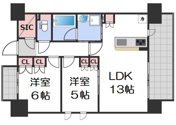 SK RESIDENCES SHINSAIBASHIの物件間取画像