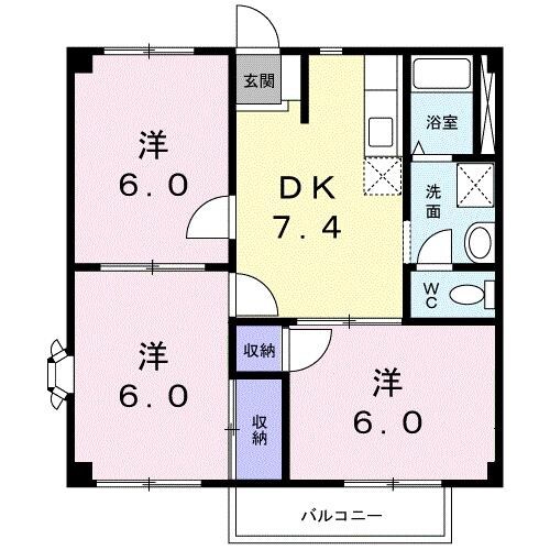 ブルースカイ今宿の物件間取画像