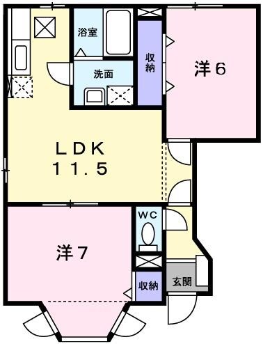 アメニティー北平野Ｂの物件間取画像