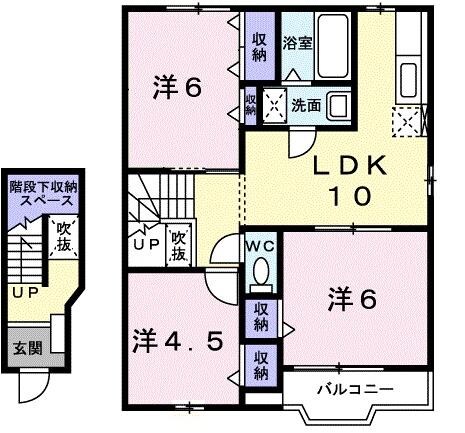 アメニティー北平野Ｂの物件間取画像