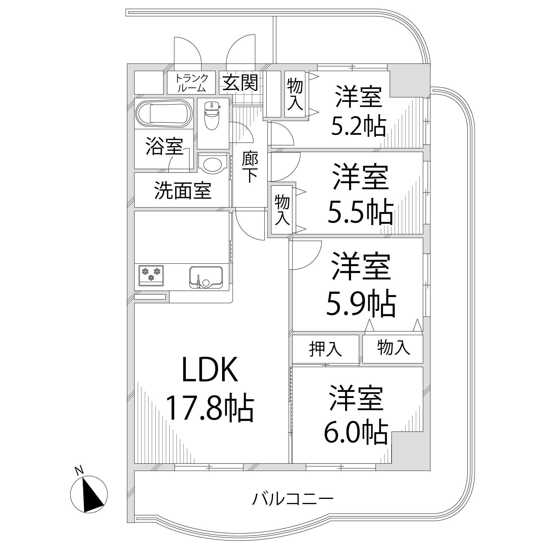 手柄アートスカイハイツの物件間取画像