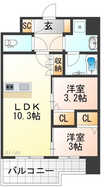 スプランディッド弁天町WESTの物件間取画像