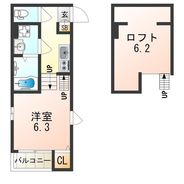 ピースフル姫島の物件間取画像