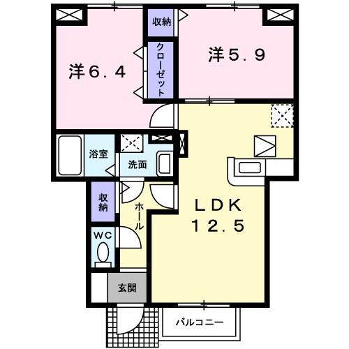 ソレアードパルケＢの物件間取画像