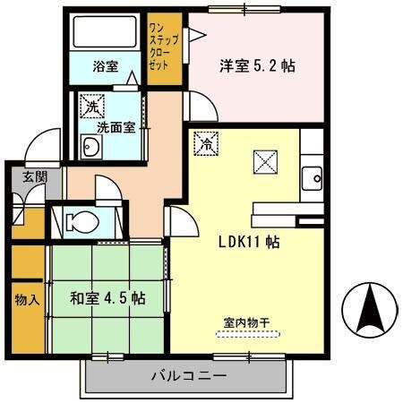 プランドール若江B棟の物件間取画像