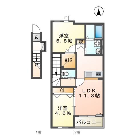 御井駅 徒歩19分 2階の物件間取画像