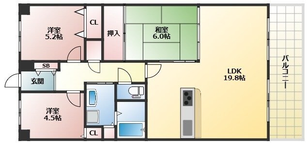 ファミールハイツ北大阪1号棟の物件間取画像